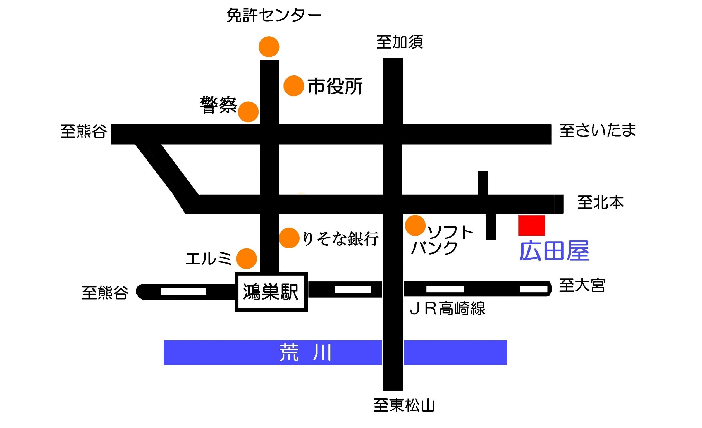 鴻巣市内の地図