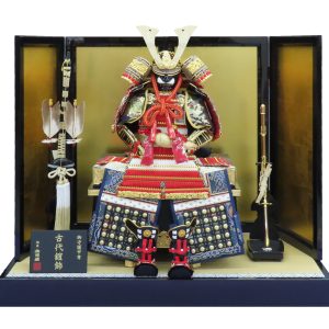 鎧　平飾り　赤中白　金屏風